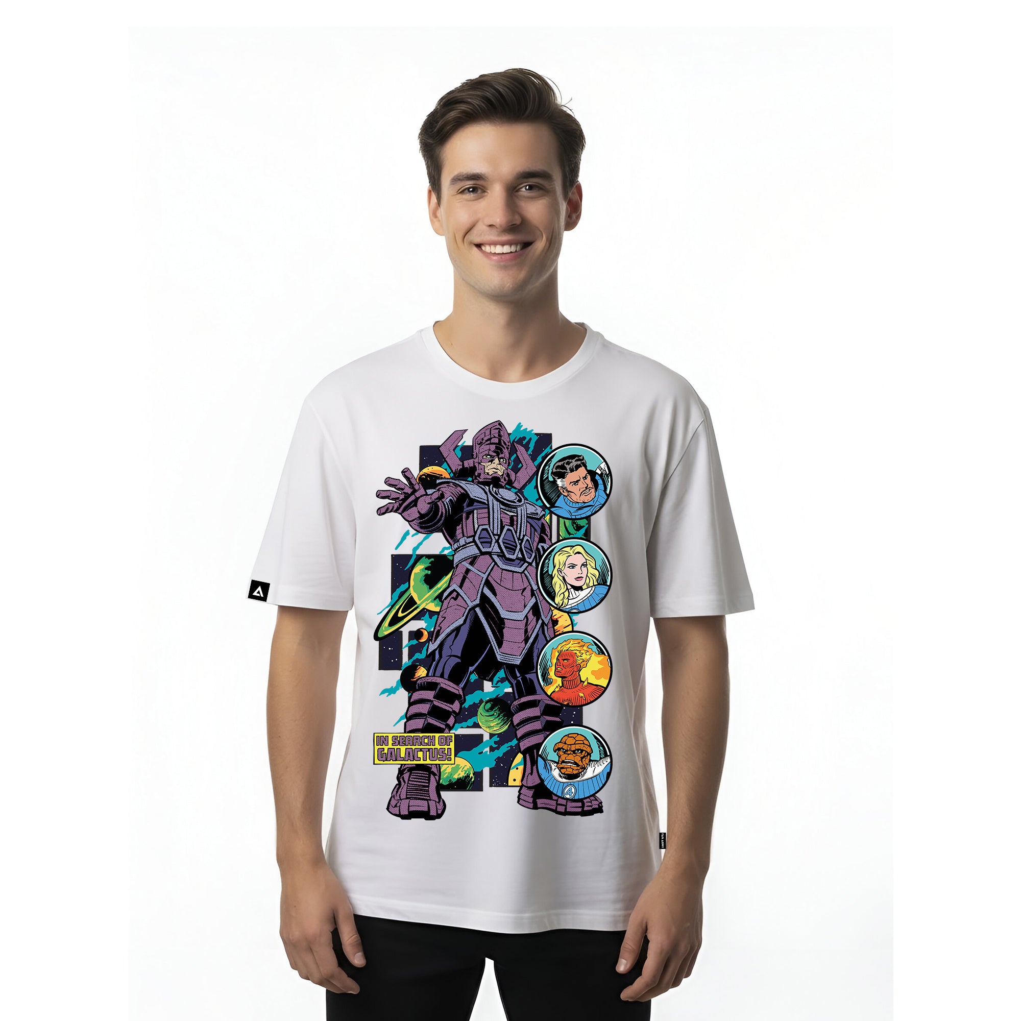 Playera 4 Fantásticos Hombre Mujer Blanco Marvel Original In Serch of Galactus - Fan Army