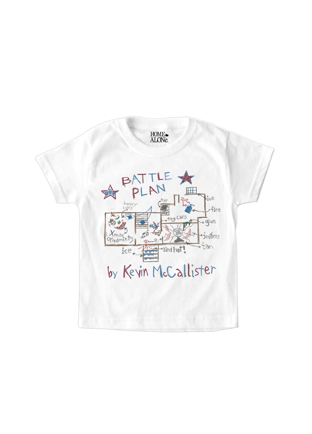 Playera Niño Home Alone Niño Niña Blanco Disney Original Battle Plan - Fan Army