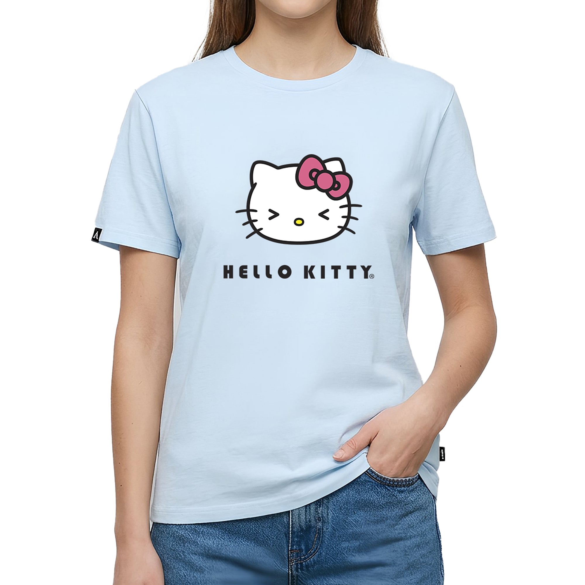 Playera Hello Kitty Hombre Mujer Azul Cielo Sanrio Original Guiño - Fan Army