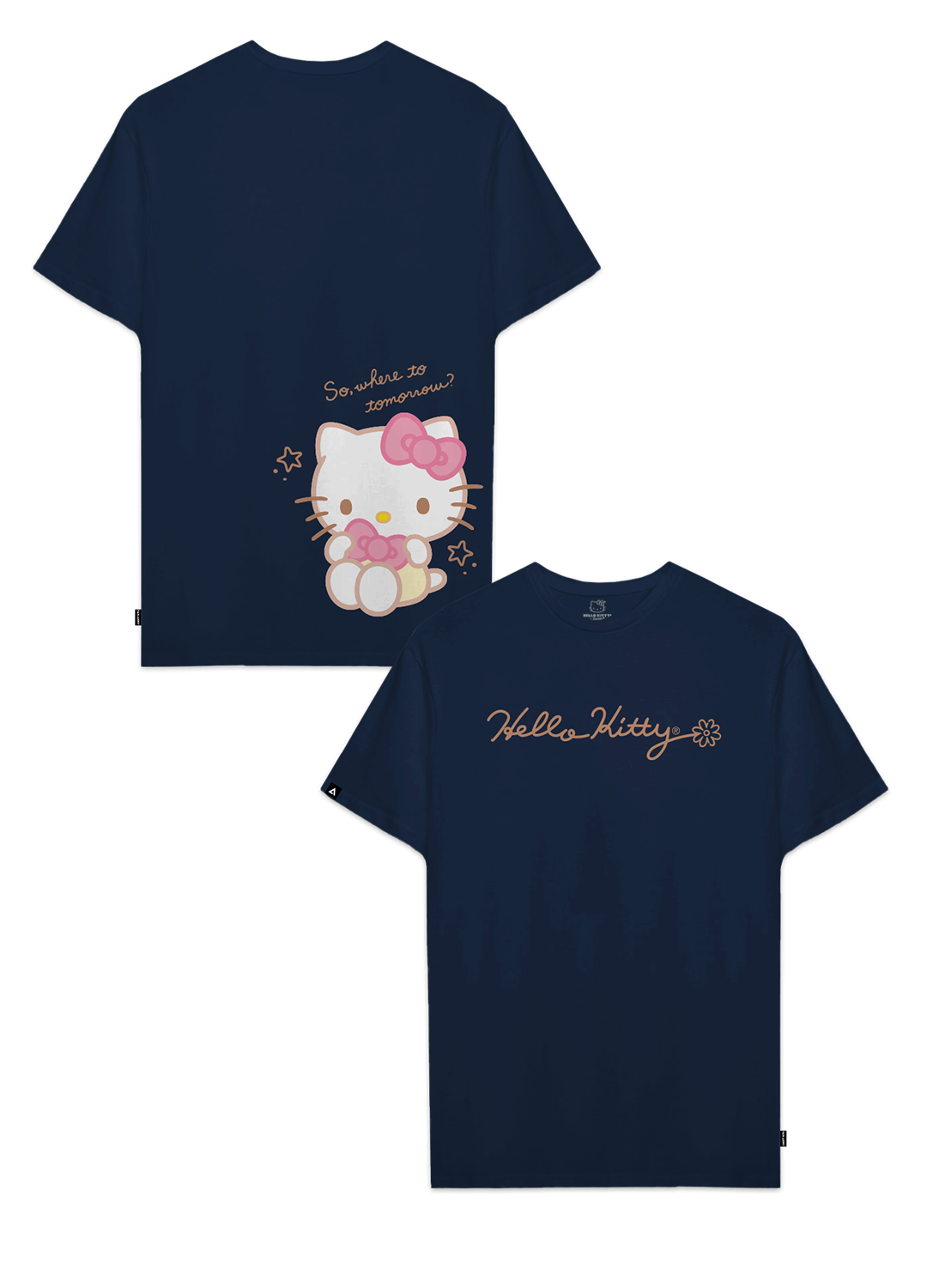 Playera Hombre Mujer Azul Marino Hello Kitty So where to - Fan Army
