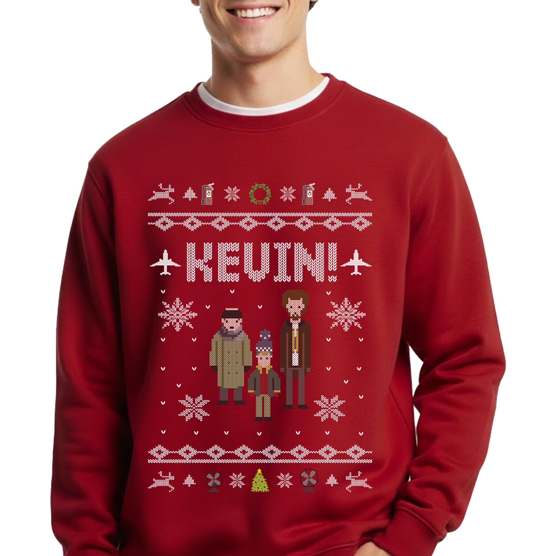 Sudadera Home Alone Hombre Mujer Rojo Disney Original Ugly Sweater Kevin - Fan Army