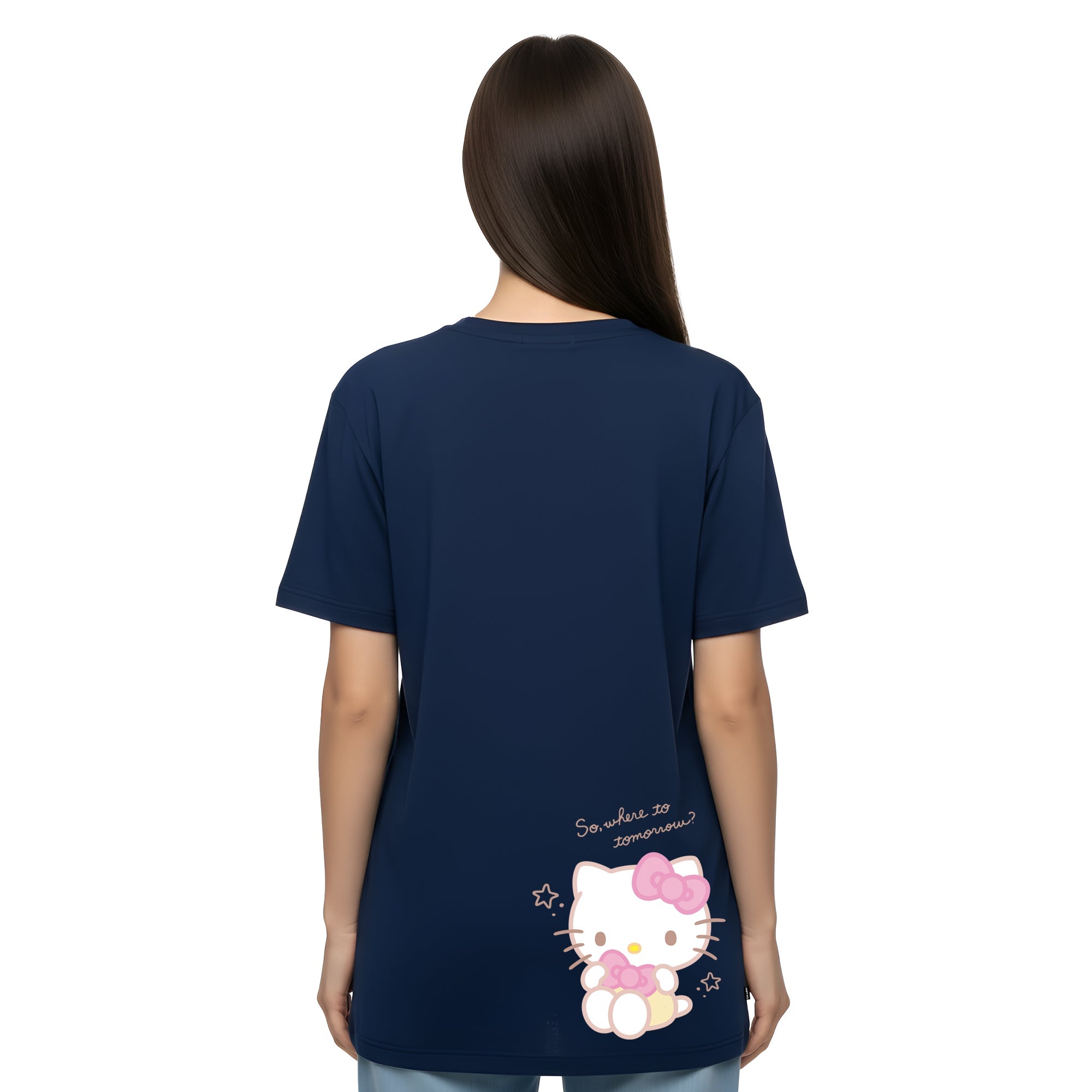 Playera Hombre Mujer Azul Marino Hello Kitty So where to - Fan Army
