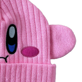 Bioworld Gorro de Kirby con Orejas - Cara Kirby Bordada, Producto Oficial de Nintendo, Beanie Regalo Ideal para Fans
