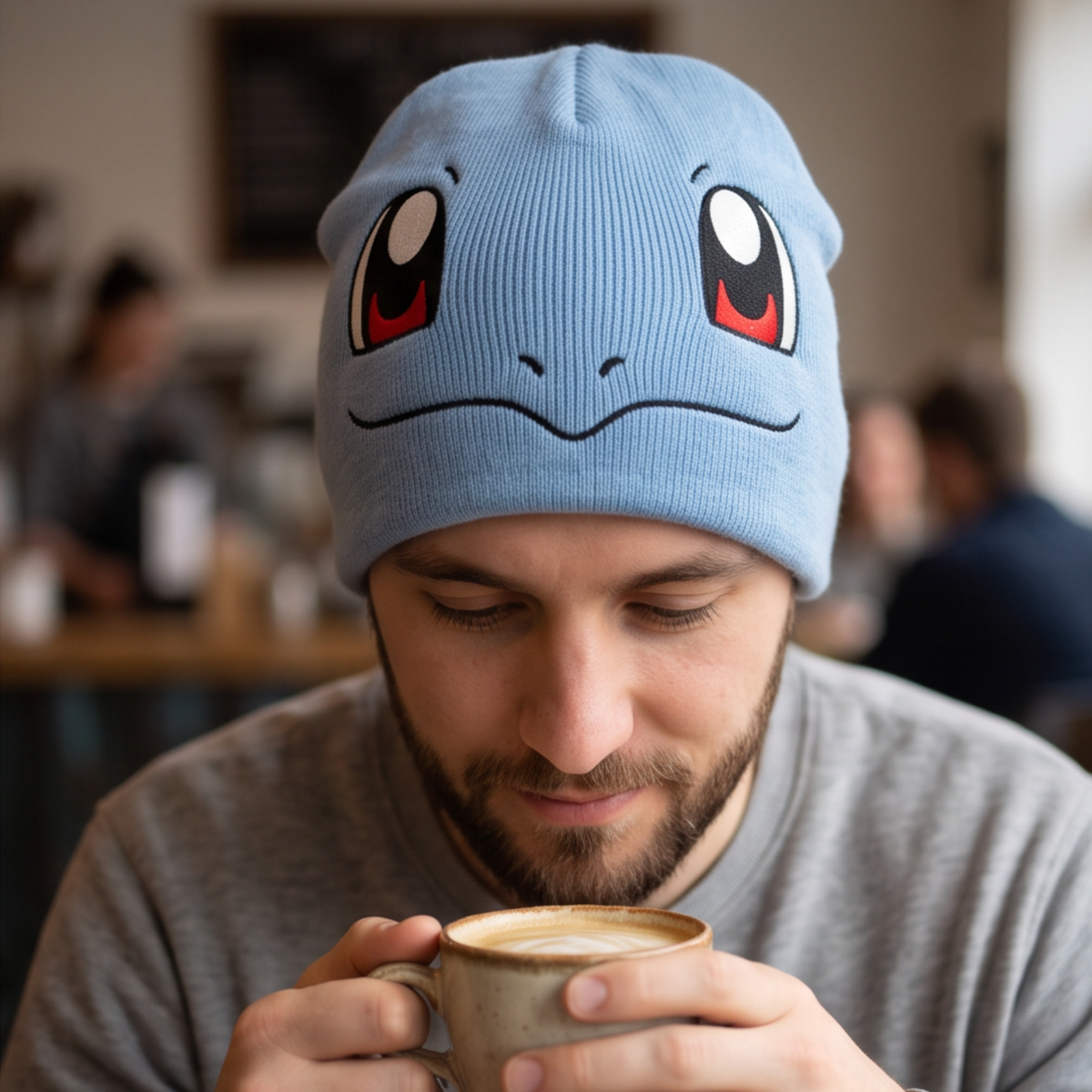 Gorro Beanie Pokémon Squirtle Azul Bordado Unisex