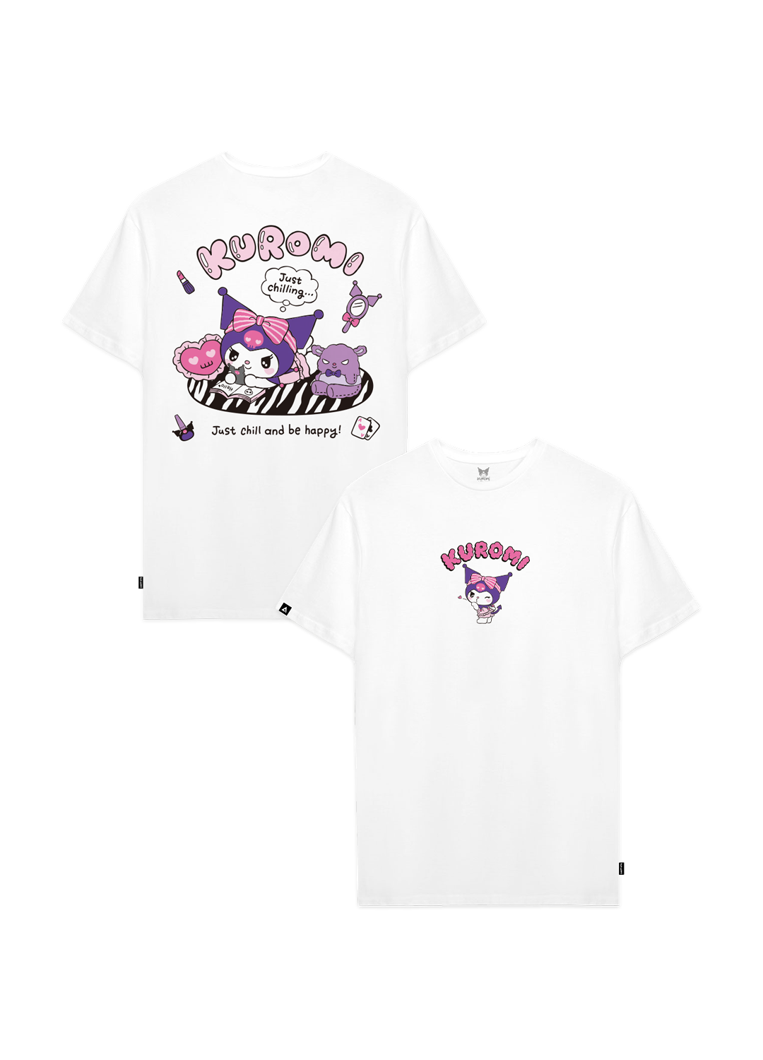 Playera Hombre Mujer Blanco Kuromi Just Chilling - Fan Army