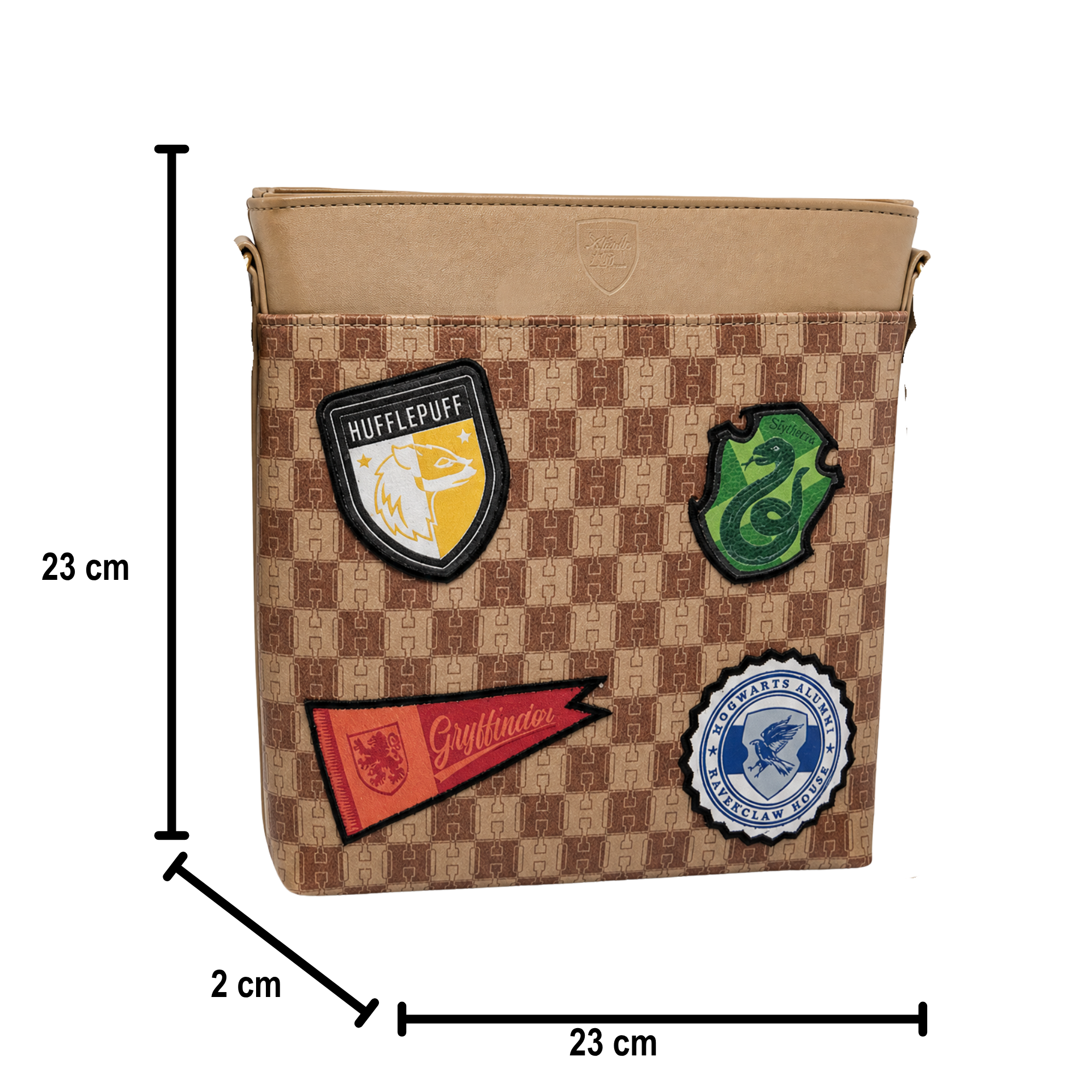Bolsa Crossbody Harry Potter Hogwarts Casas Beige Correa Ajustable