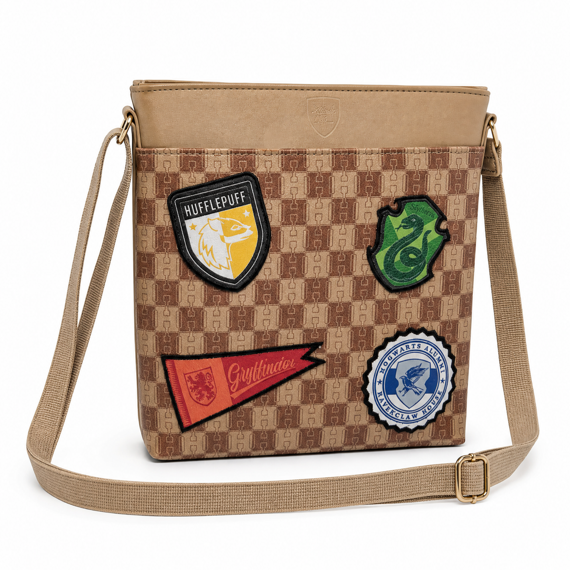 Bolsa Crossbody Harry Potter Hogwarts Casas Beige Correa Ajustable