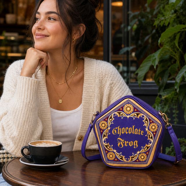 Bolsa Crossbody Harry Potter Chocolate Frog Morada Correa Ajustable