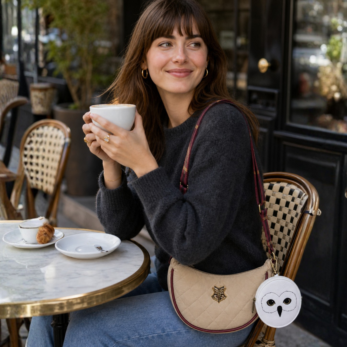 Bolsa Crossbody Harry Potter Hedwig Beige con Monedero Removible