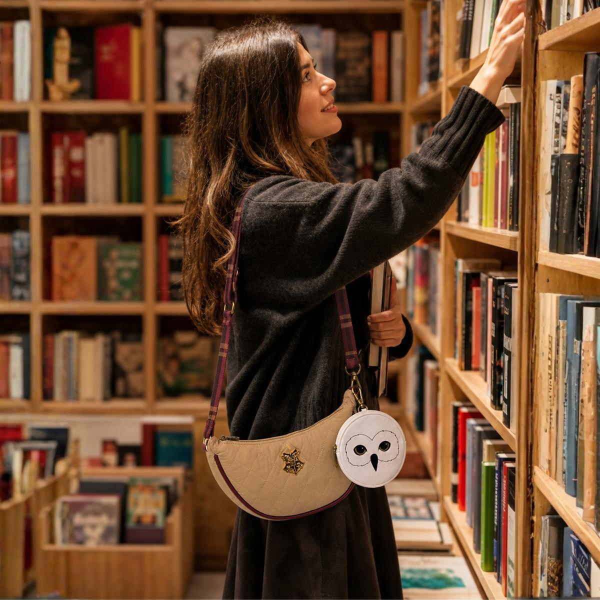 Bolsa Crossbody Harry Potter Hedwig Beige con Monedero Removible