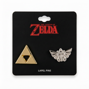Set de Pines Metálicos Trifuerza y Emblema Hyliano The Legend of Zelda 2 Piezas Nintendo Oficial