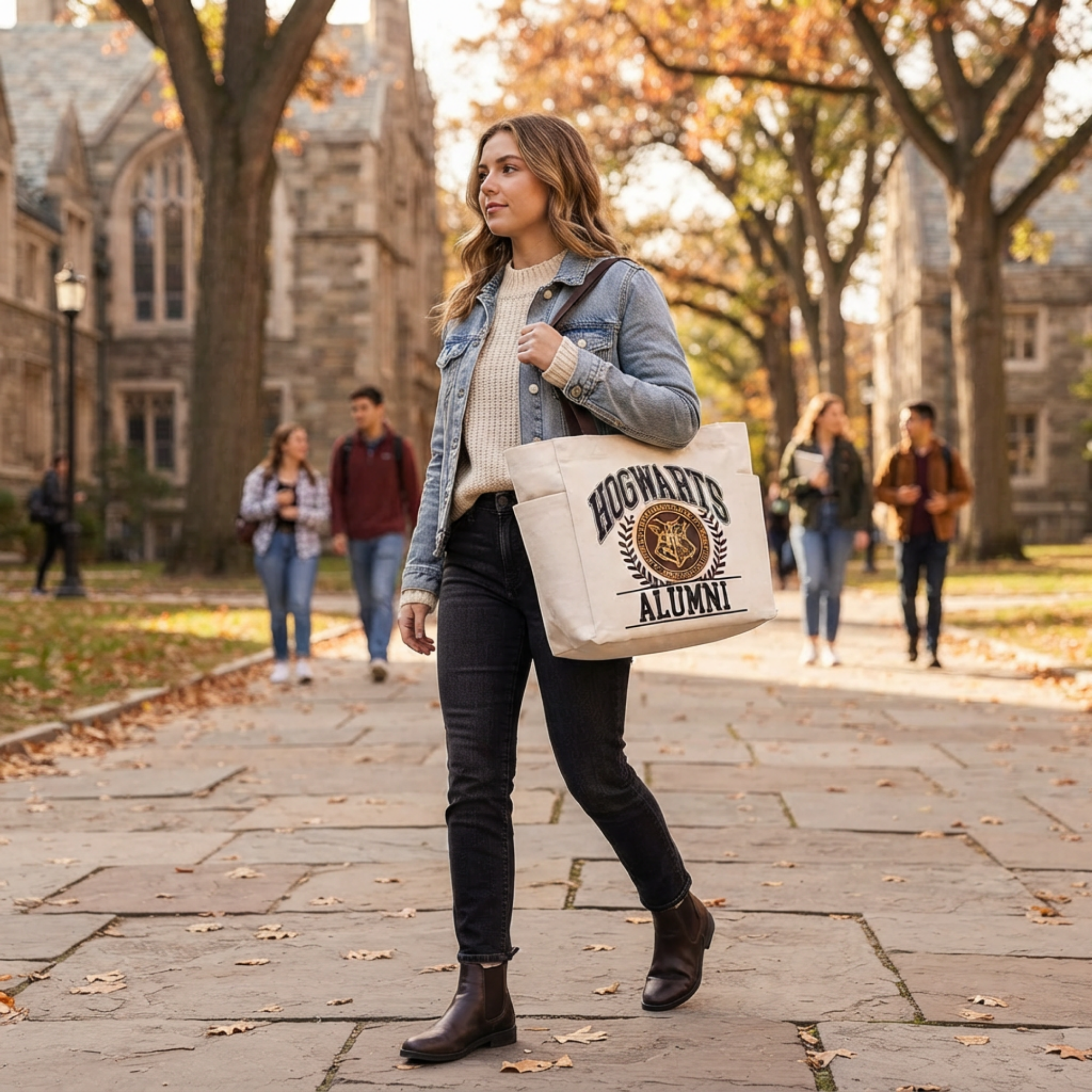 Bolsa Tote Harry Potter Hogwarts Alumni Beige Oficial