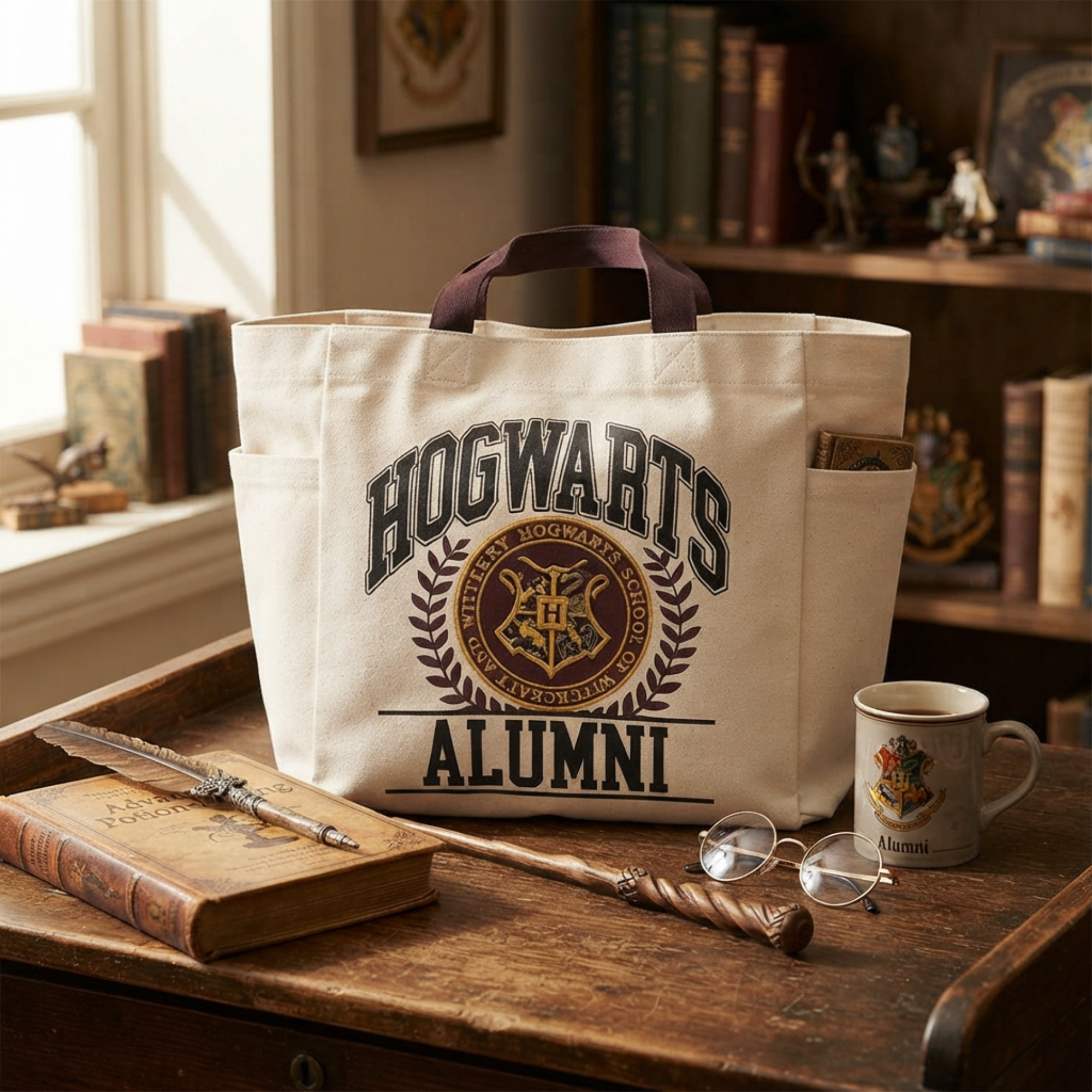 Bolsa Tote Harry Potter Hogwarts Alumni Beige Oficial