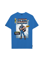 Playera MARVEL Hombre Mujer Azul Rey Disney Original Captain America Comic