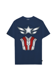 Playera MARVEL Hombre Mujer Azul Marino Disney Original Torso Capitan América - Fan Army