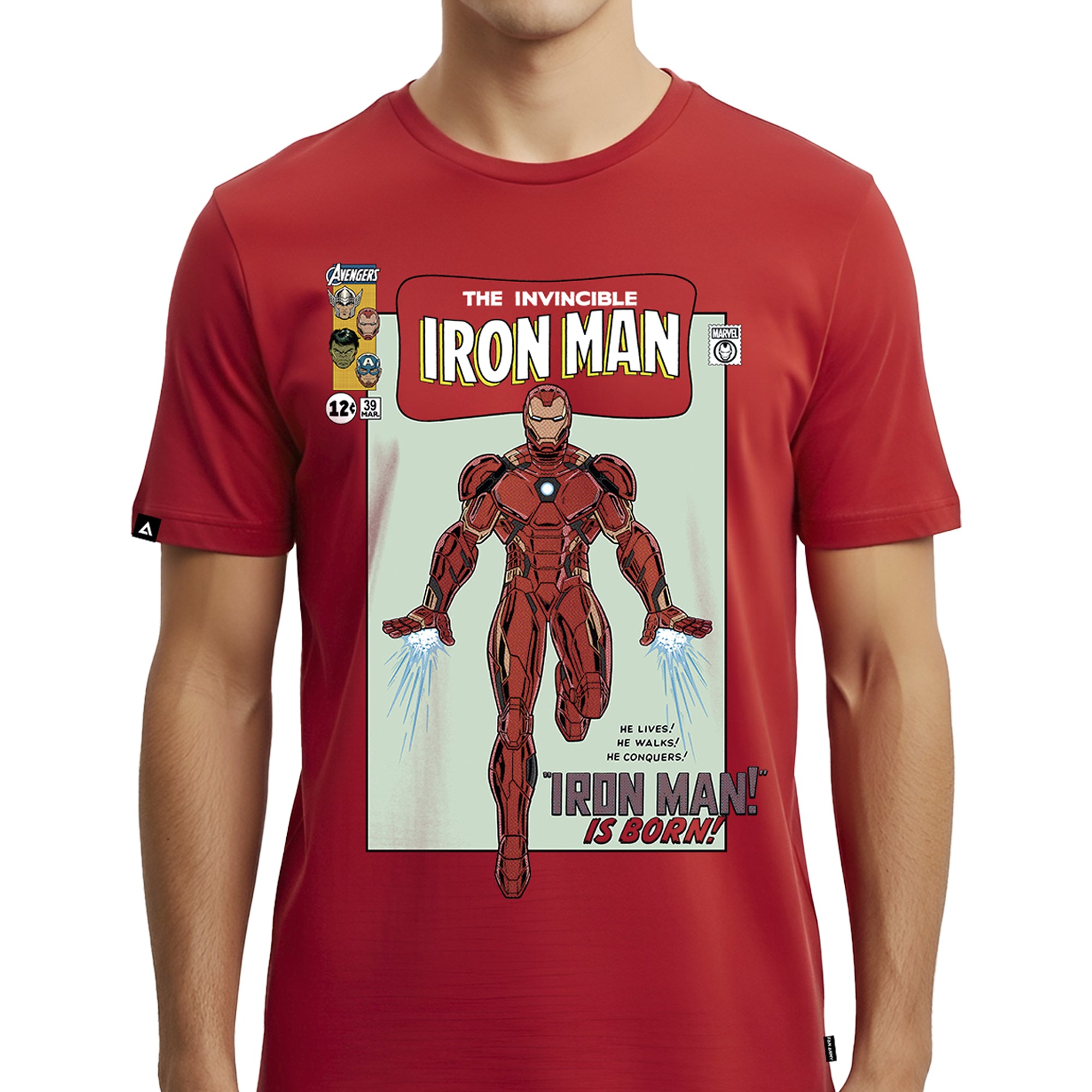 Playera MARVEL Hombre Mujer Rojo Disney Original Iron Man Comic