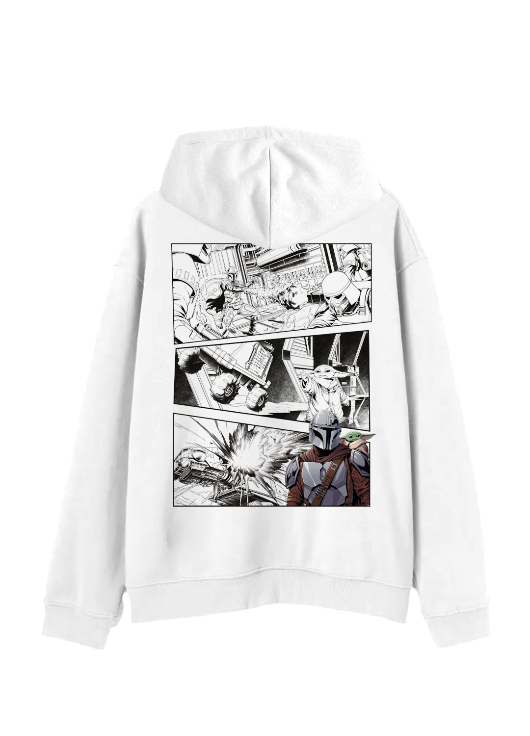Hoodie The Mandalorian and Grogu Hombre Mujer Blanco Disney Star Wars Original Comic - Fan Army