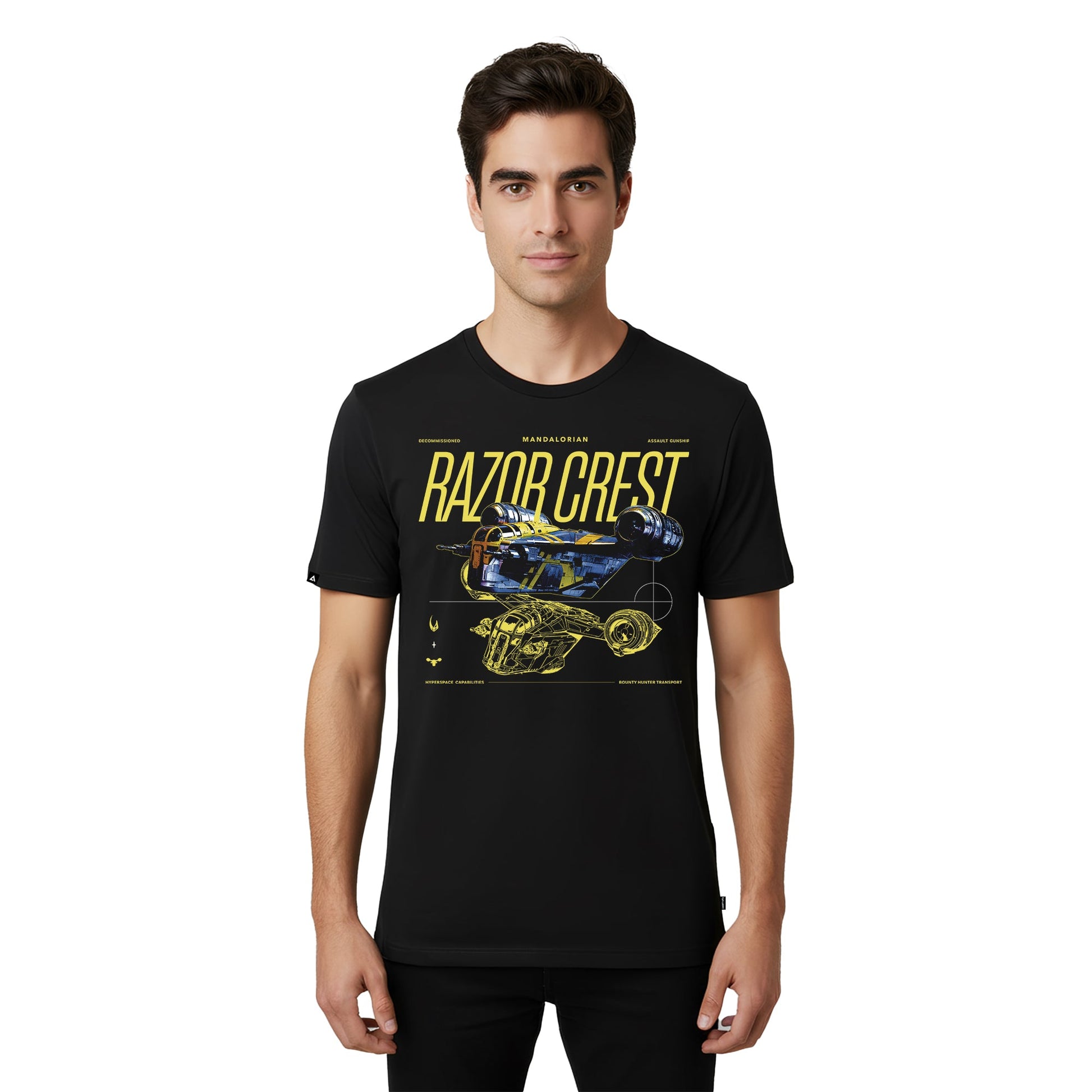 Playera The Mandalorian Hombre Mujer Negro Disney Star Wars Original Razor Crest - Fan Army