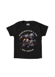 Playera Niño The Mandalorian Niño Niña Negro Disney Star Wars Original Wherever I Go - Fan Army