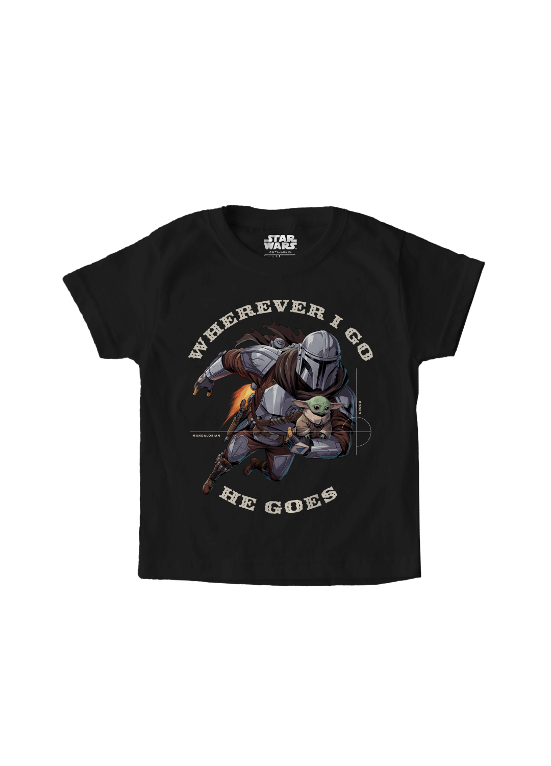 Playera Niño The Mandalorian Niño Niña Negro Disney Star Wars Original Wherever I Go - Fan Army
