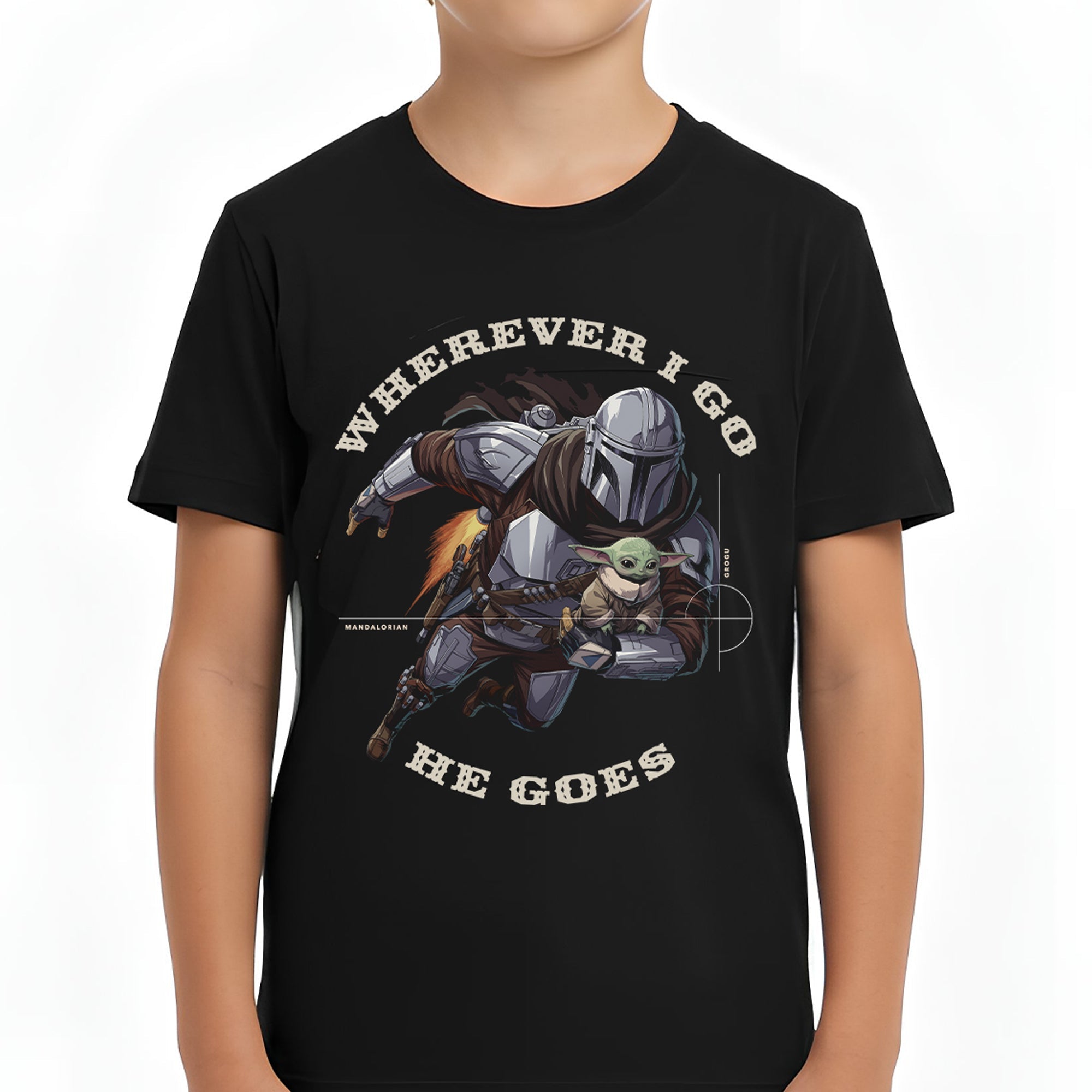 Playera Niño The Mandalorian Niño Niña Negro Disney Star Wars Original Wherever I Go - Fan Army