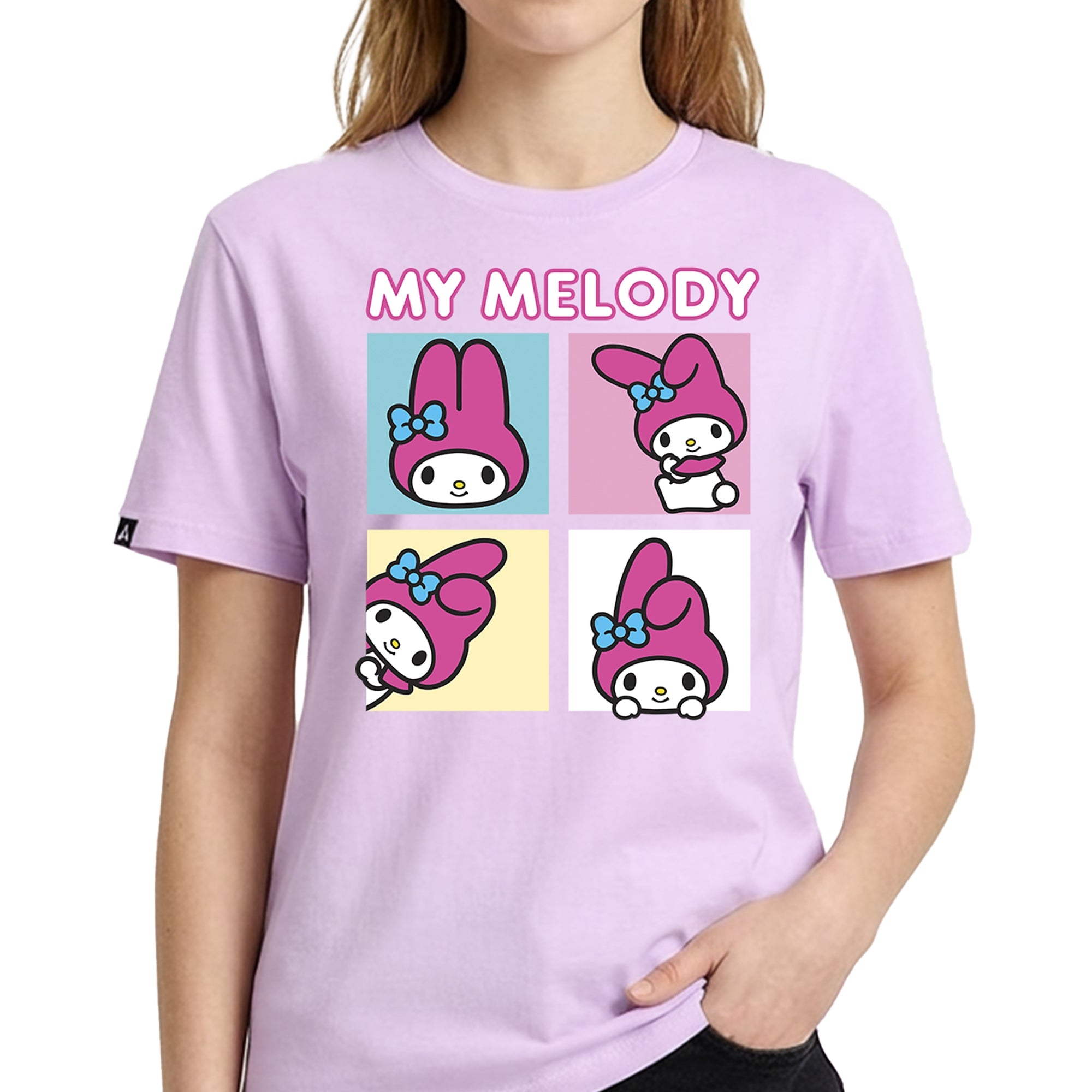 Playera My Melody Hombre Mujer Lila Sanrio Original Squares - Fan Army