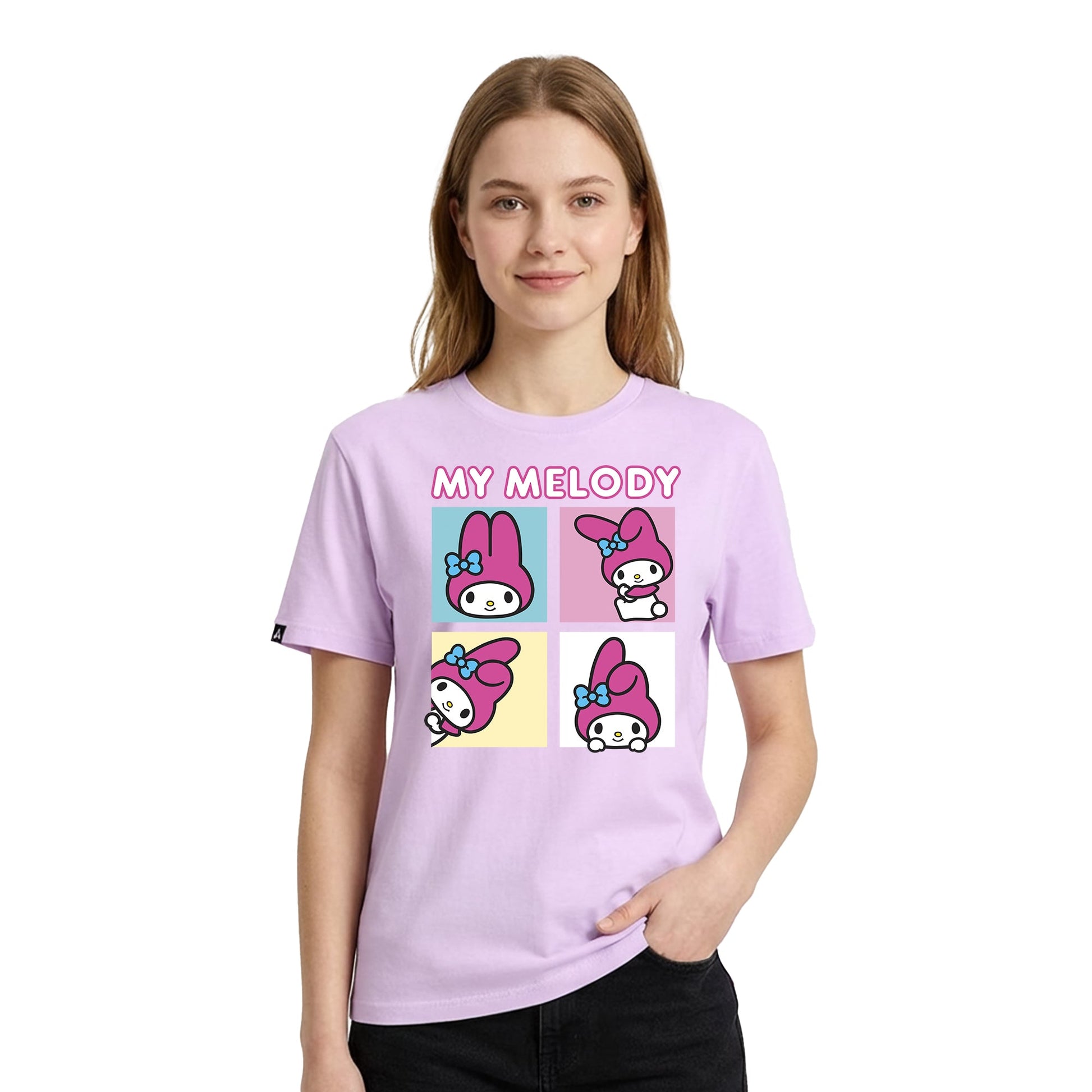 Playera My Melody Hombre Mujer Lila Sanrio Original Squares - Fan Army