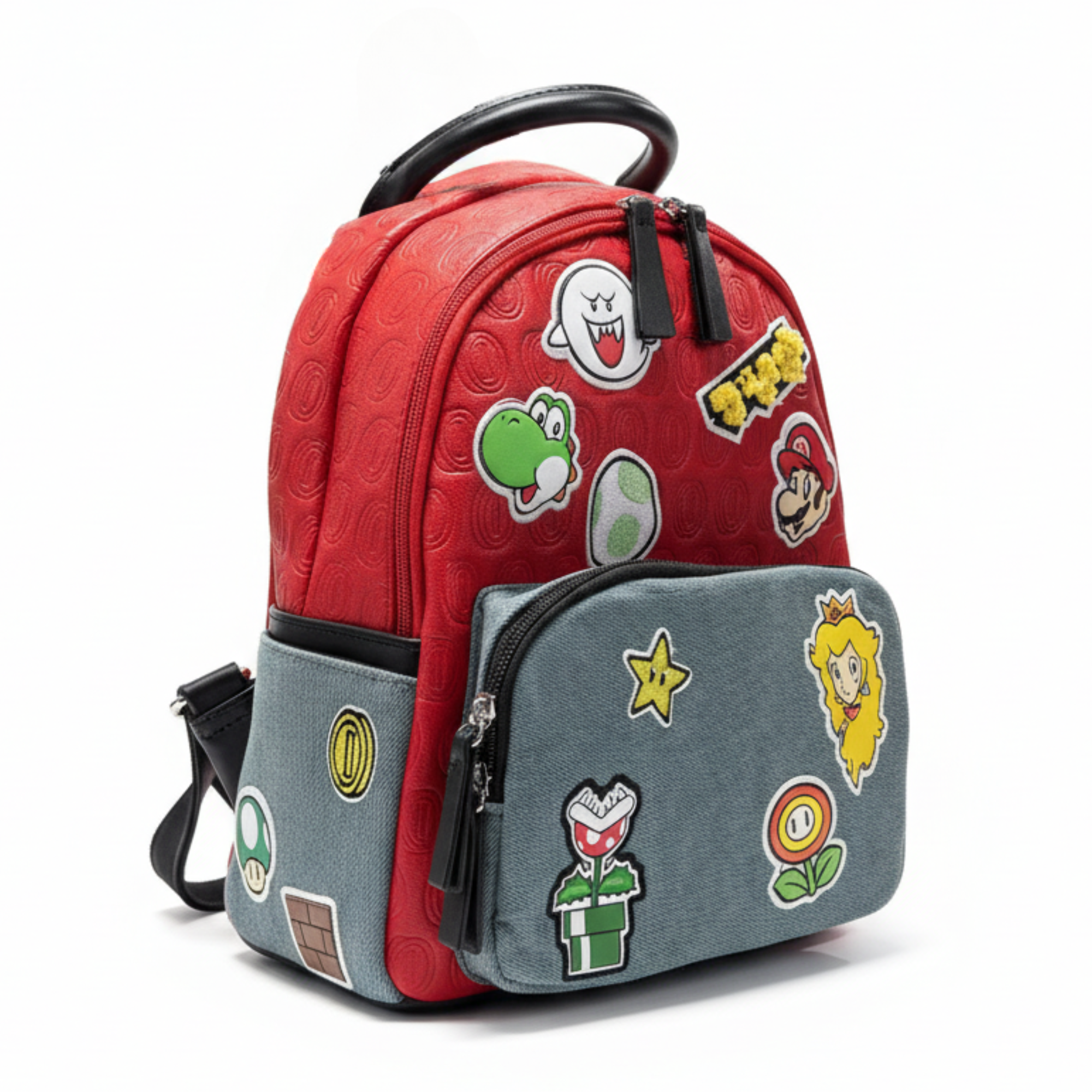 Mini Mochila Super Mario con Parches Bordados Producto Oficial Nintendo