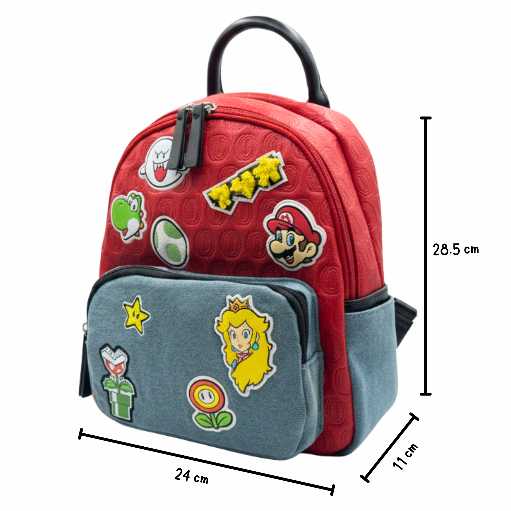 Mini Mochila Super Mario con Parches Bordados Producto Oficial Nintendo