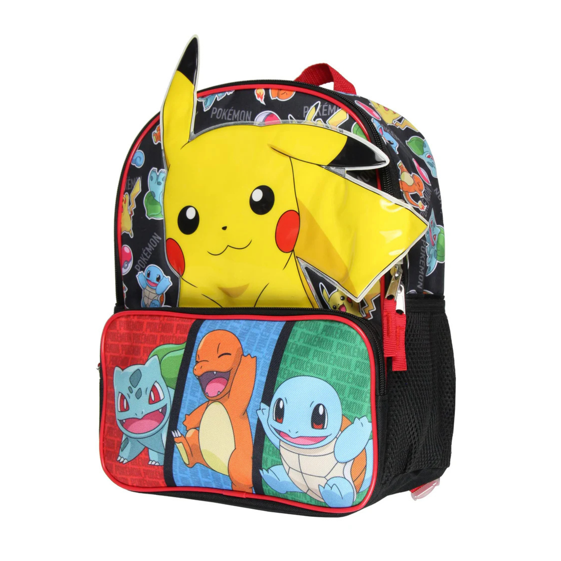 Mochila Infantil Pokémon™ Pikachu Oficial, con Bulbasaur, Charmander y Squirtle - Fan Army