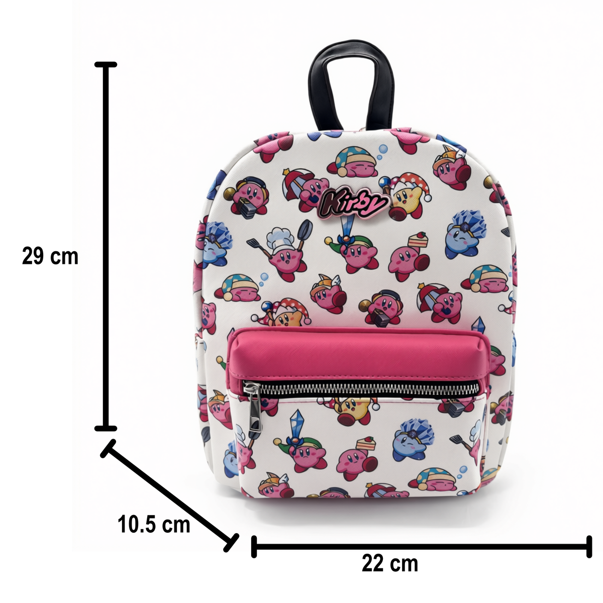 Mini Mochila Kirby Blanca y Rosa con Bolsillo Frontal