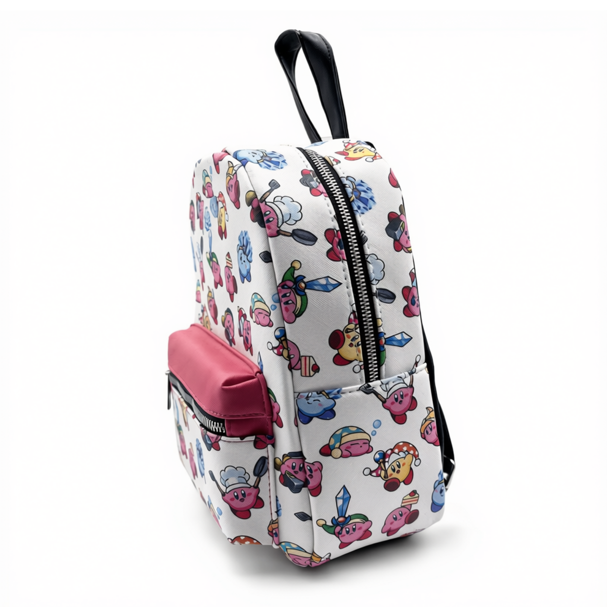 Mini Mochila Kirby Blanca y Rosa con Bolsillo Frontal