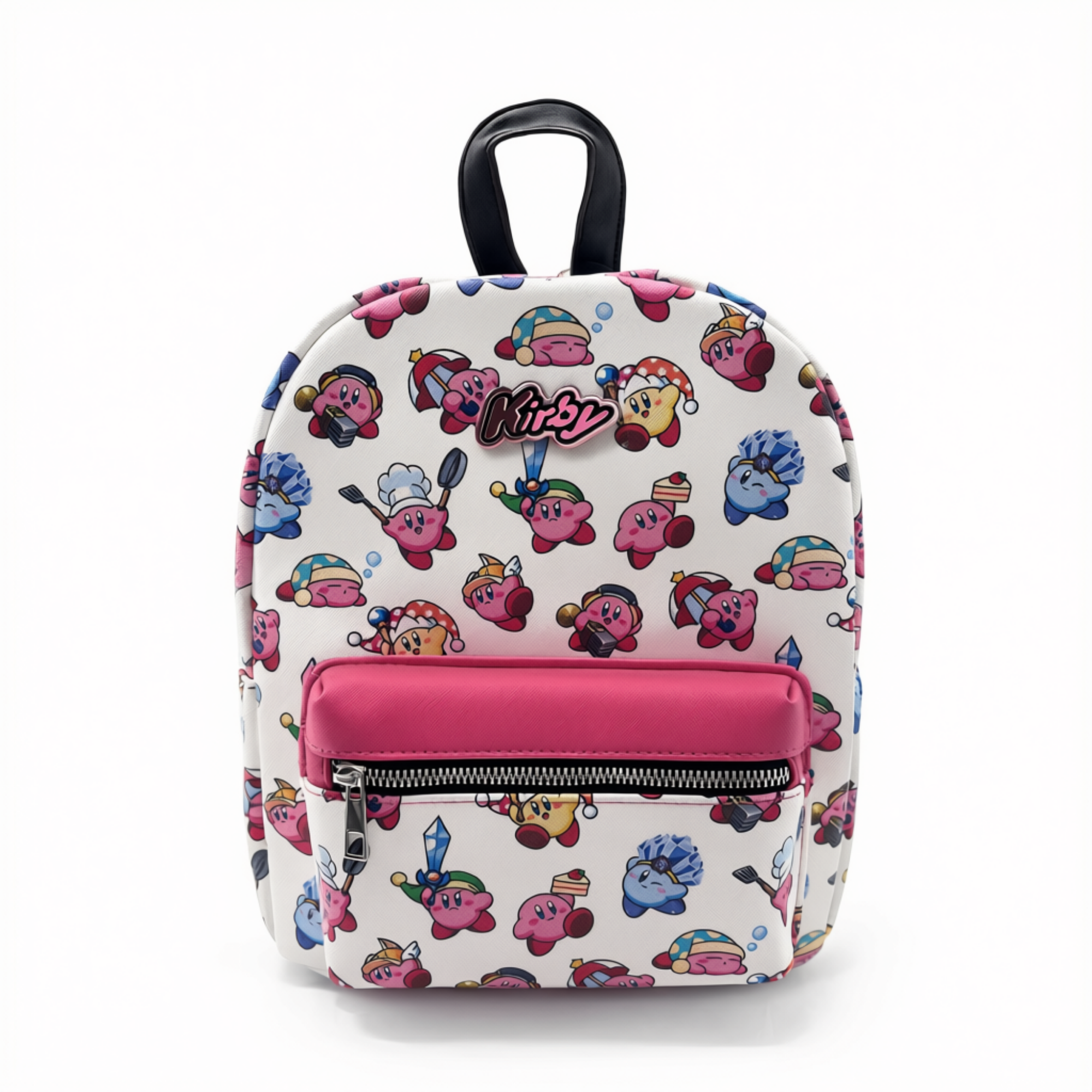 Mini Mochila Kirby Blanca y Rosa con Bolsillo Frontal
