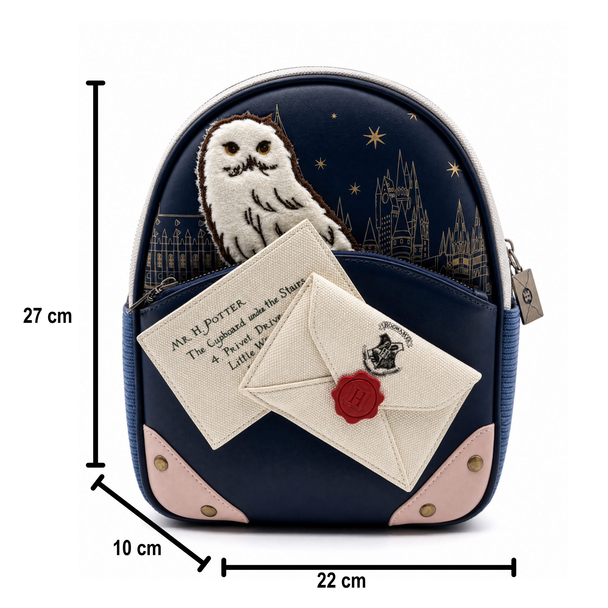 Mini Mochila Harry Potter Hedwig Hogwarts Azul Marino