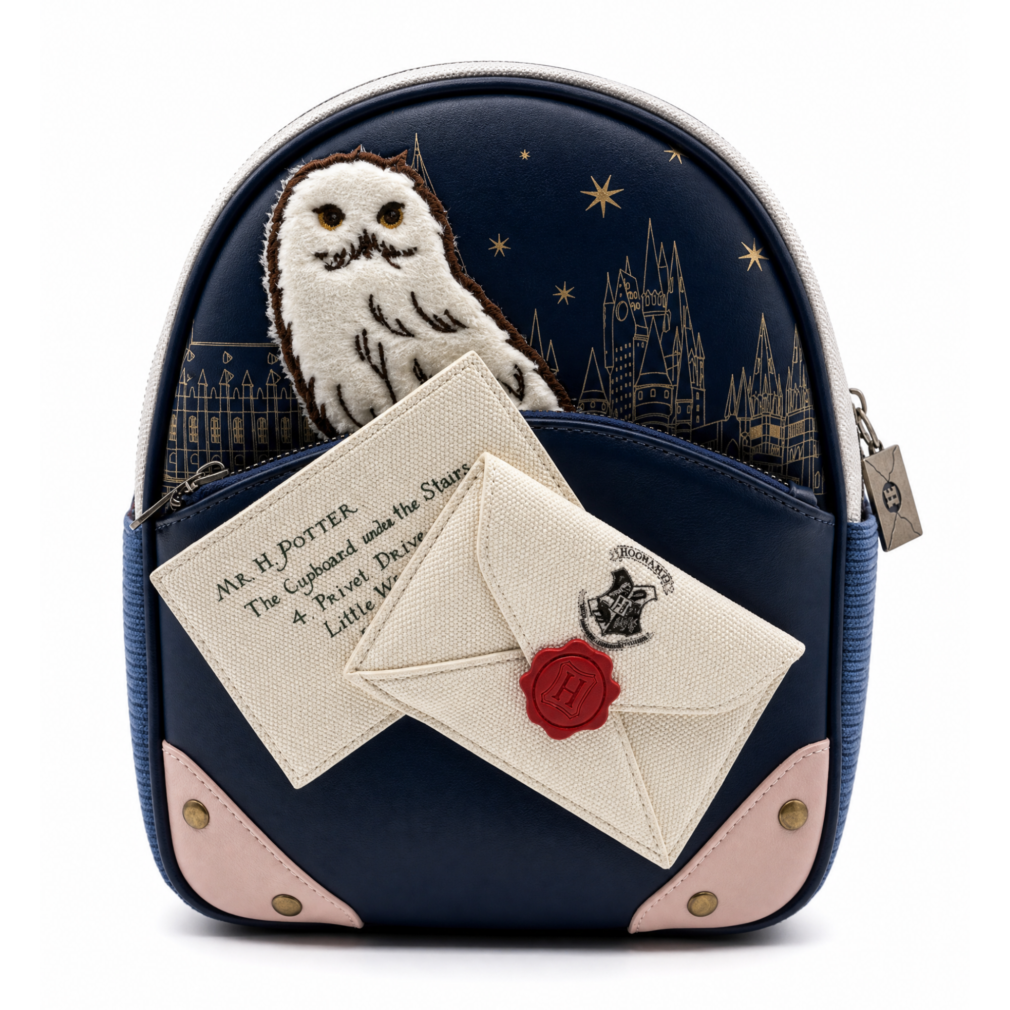 Mini Mochila Harry Potter Hedwig Hogwarts Azul Marino