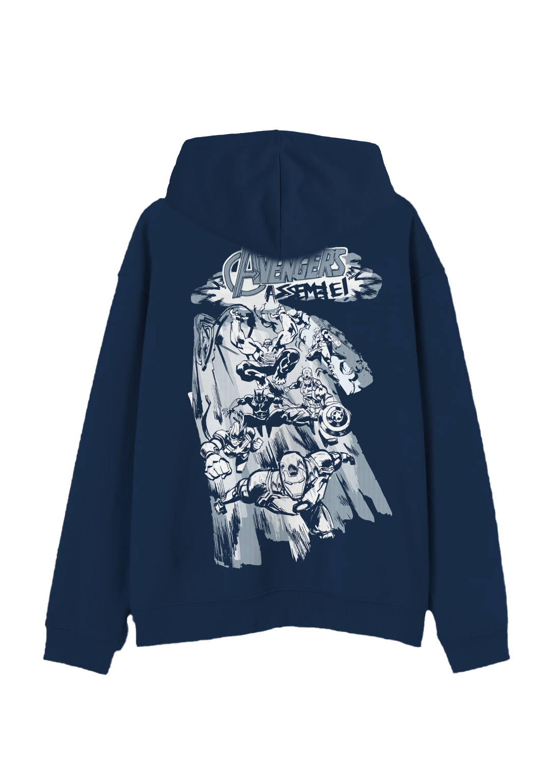 Hoodie MARVEL Hombre Mujer Azul Marino Disney Original Logo Assemble - Fan Army