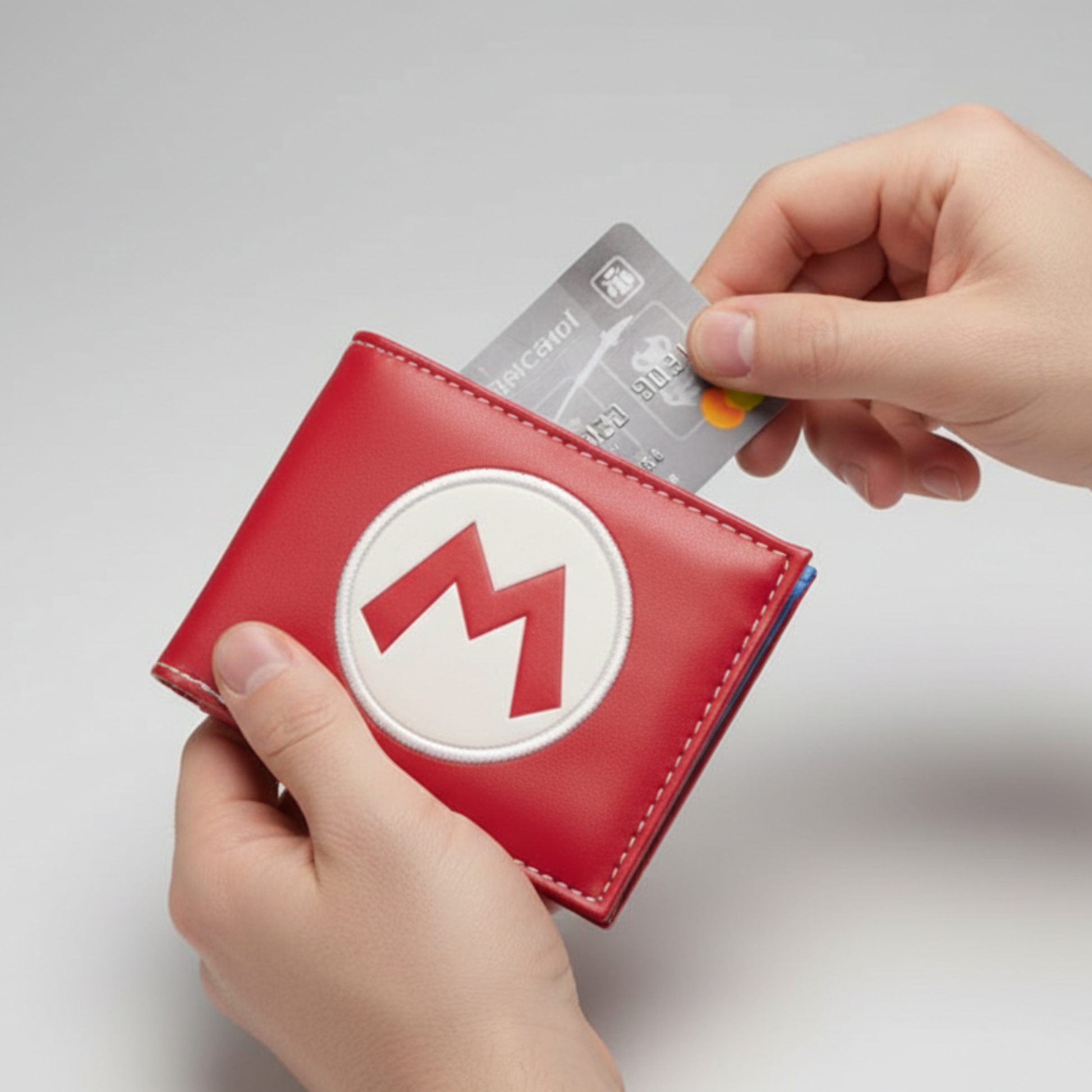 Bioworld - Cartera Bifold Nintendo Original, Rojo con la M de Super Mario, Espacio para Dinero, Tarjetas y Credenciales - Fan Army