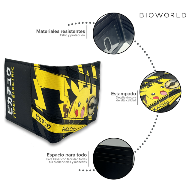 Bioworld - Cartera Bifold Pikachu Pokémon de Alta Calidad, Edición Limitada Original Pokemon - Fan Army