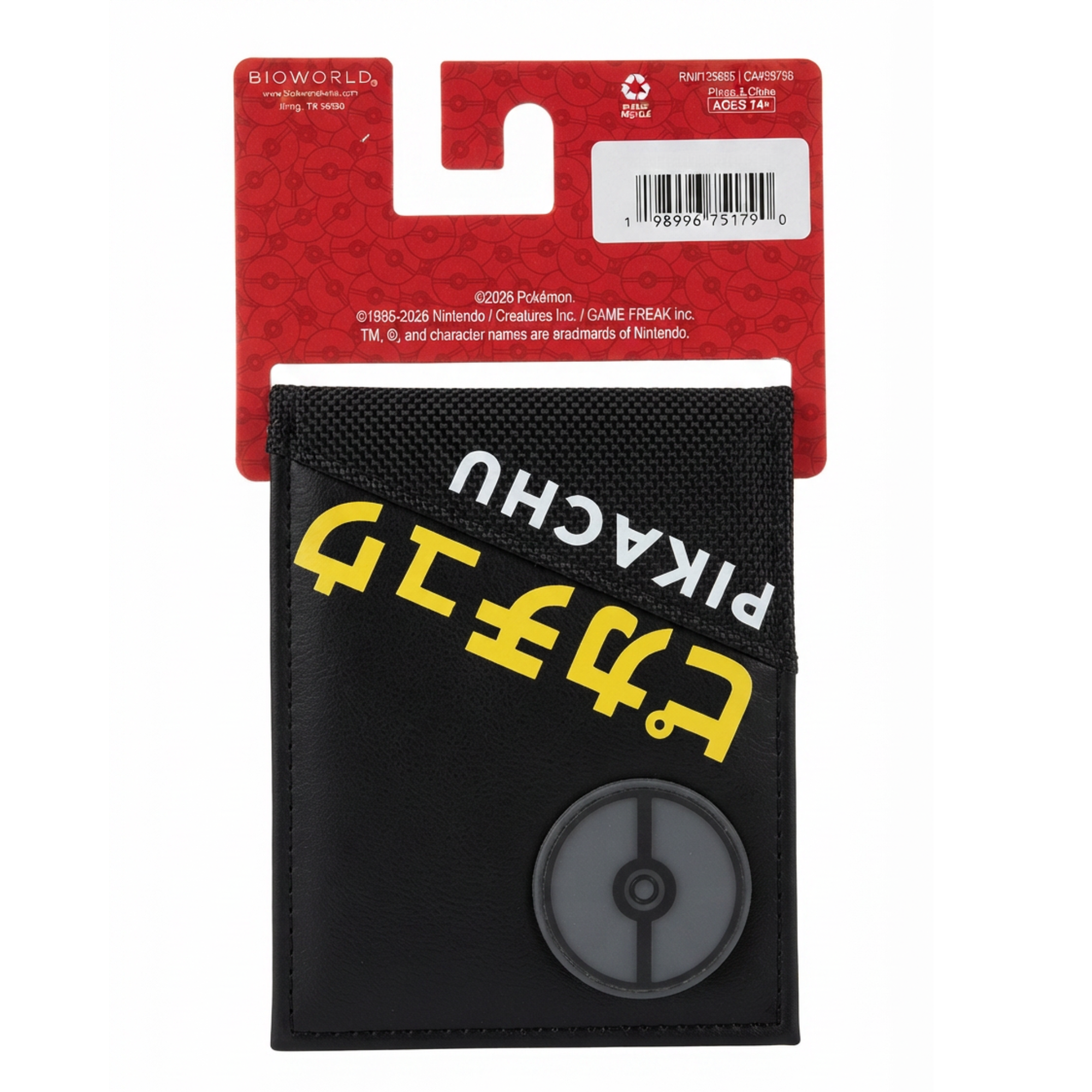 Cartera Pokémon Pikachu Hombre Negra Diseño Electric Type Oficial