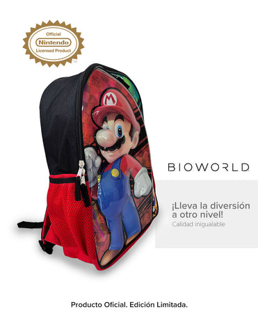 Mochila Super Mario Bros - Nintendo "Here We Go" para Escuela y Viajes