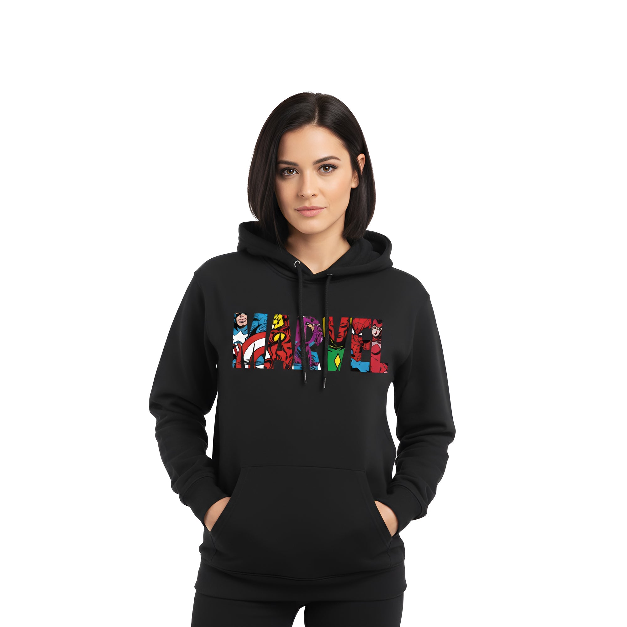 Hoodie MARVEL Hombre Mujer Negro Disney Original Universo Marvel - Fan Army