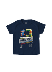 Playera Niño Super Mario Azul Marino Arcade Classic Nintendo Oficial - Fan Army
