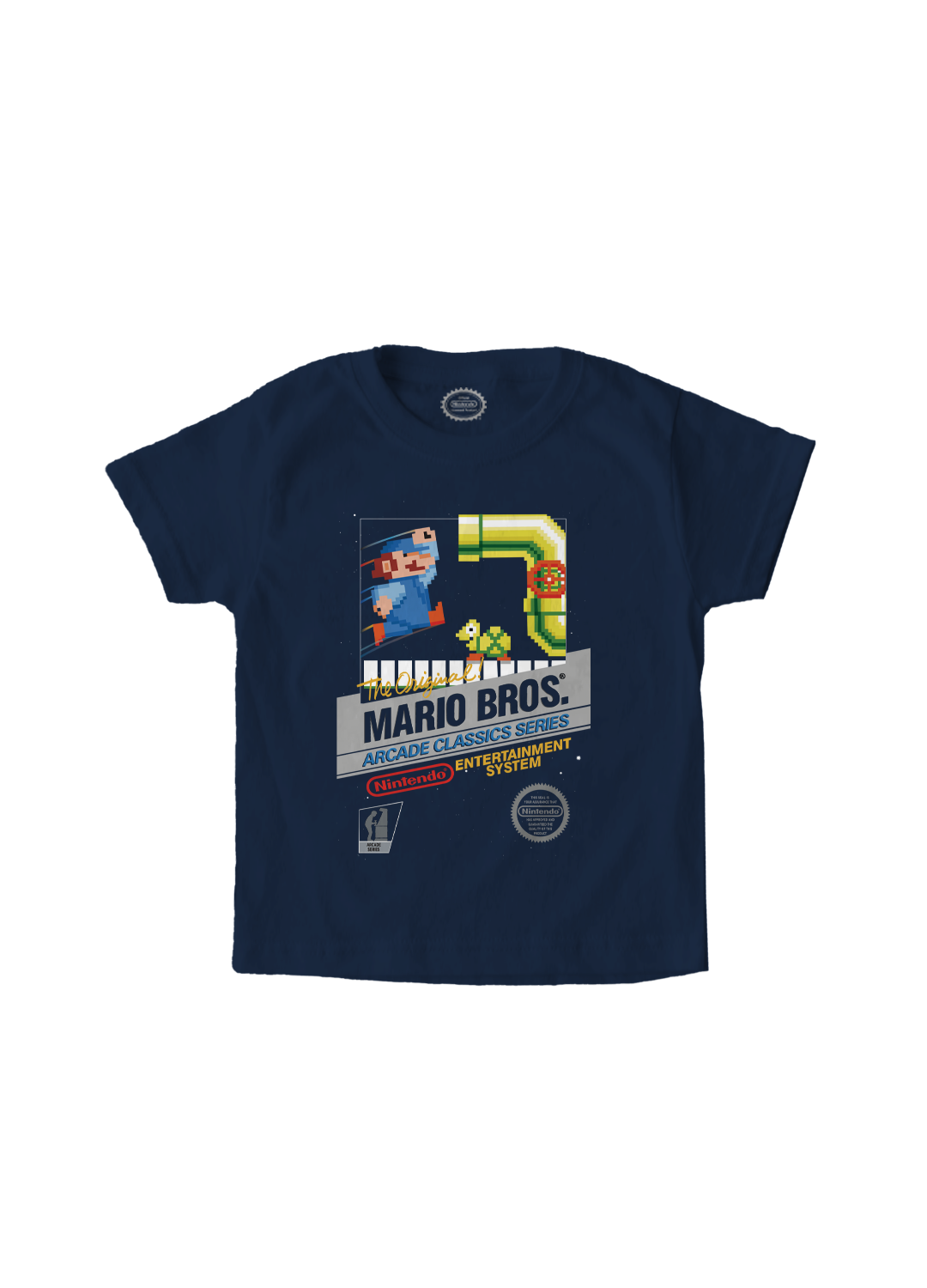 Playera Niño Super Mario Azul Marino Arcade Classic Nintendo Oficial - Fan Army