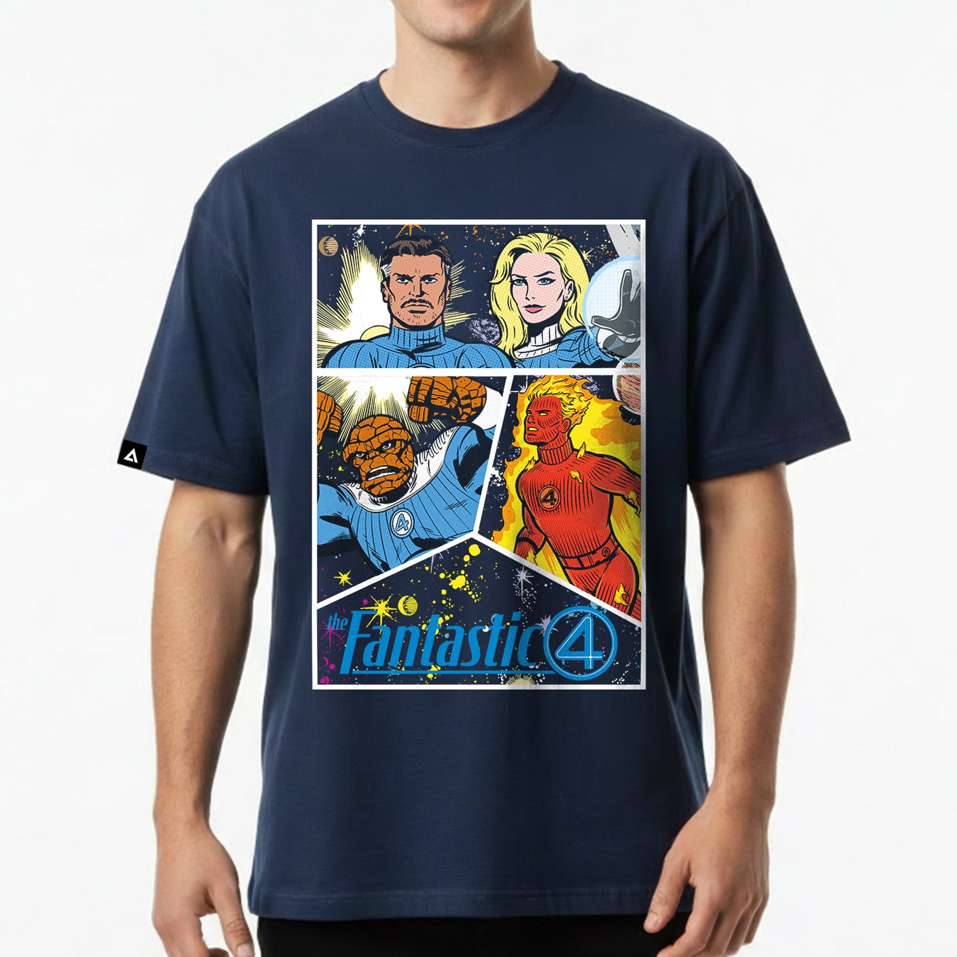 Playera 4 Fantásticos Hombre Mujer Azul Marino Marvel Original Comic - Fan Army
