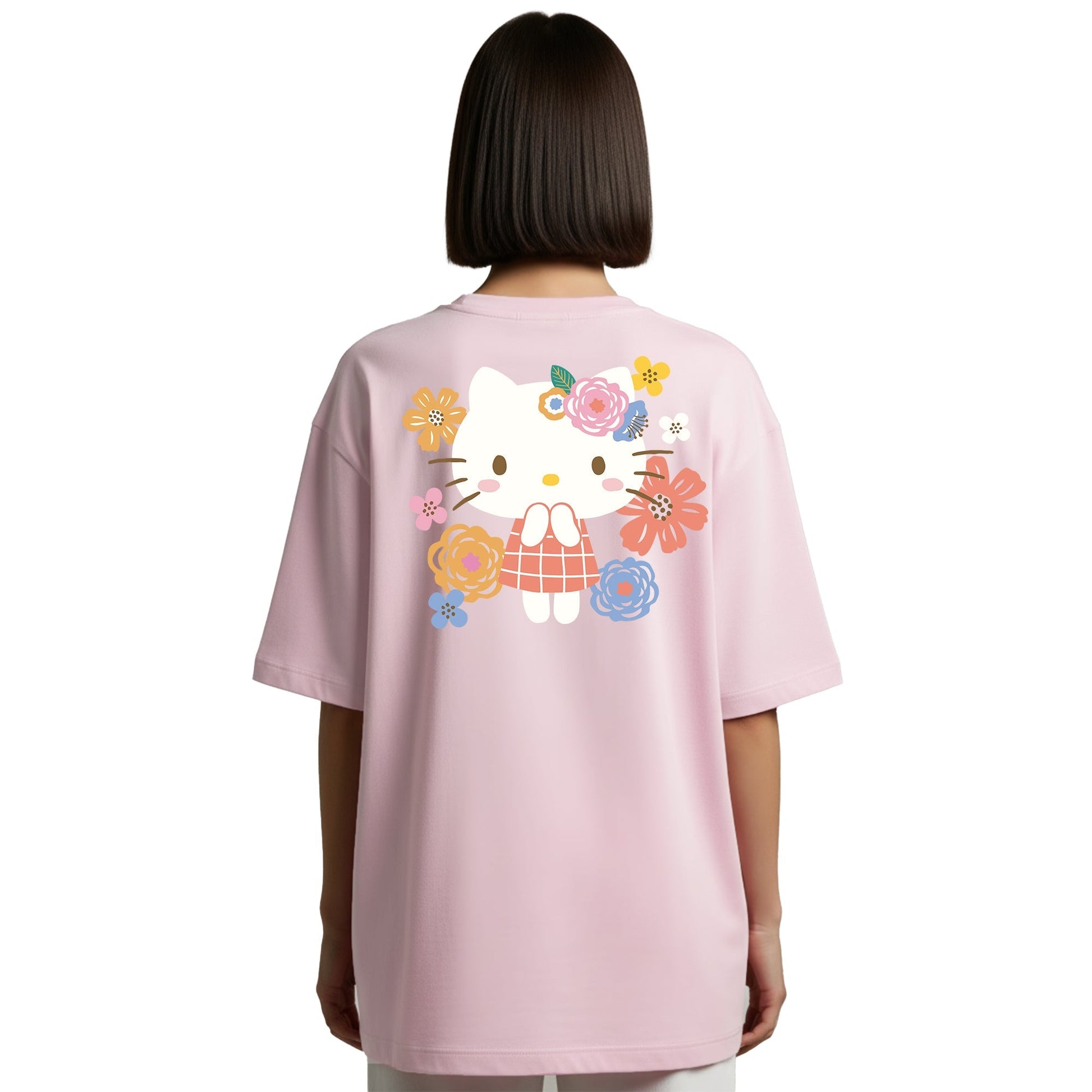 Playera Hombre Mujer Rosa Hello Kitty Flowers - Fan Army