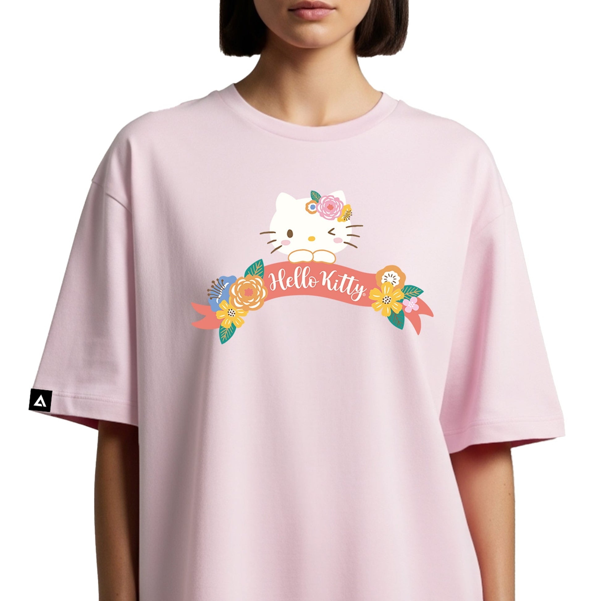 Playera Hombre Mujer Rosa Hello Kitty Flowers - Fan Army