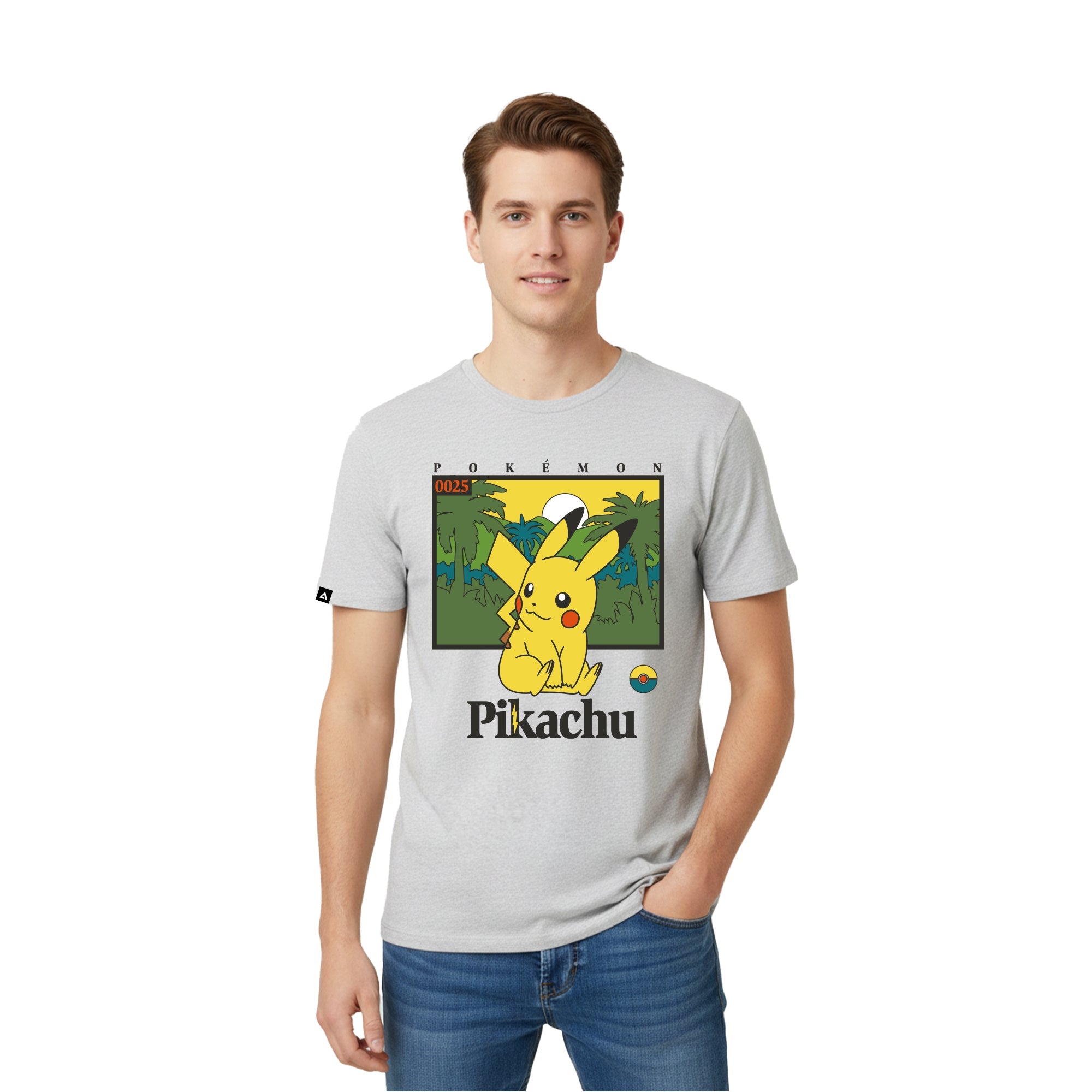 Playera Pokémon Hombre Mujer Gris Pikachu Jungle - Fan Army