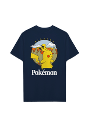 Playera Pokémon Hombre Mujer Azul Marino Pikachu Sunset