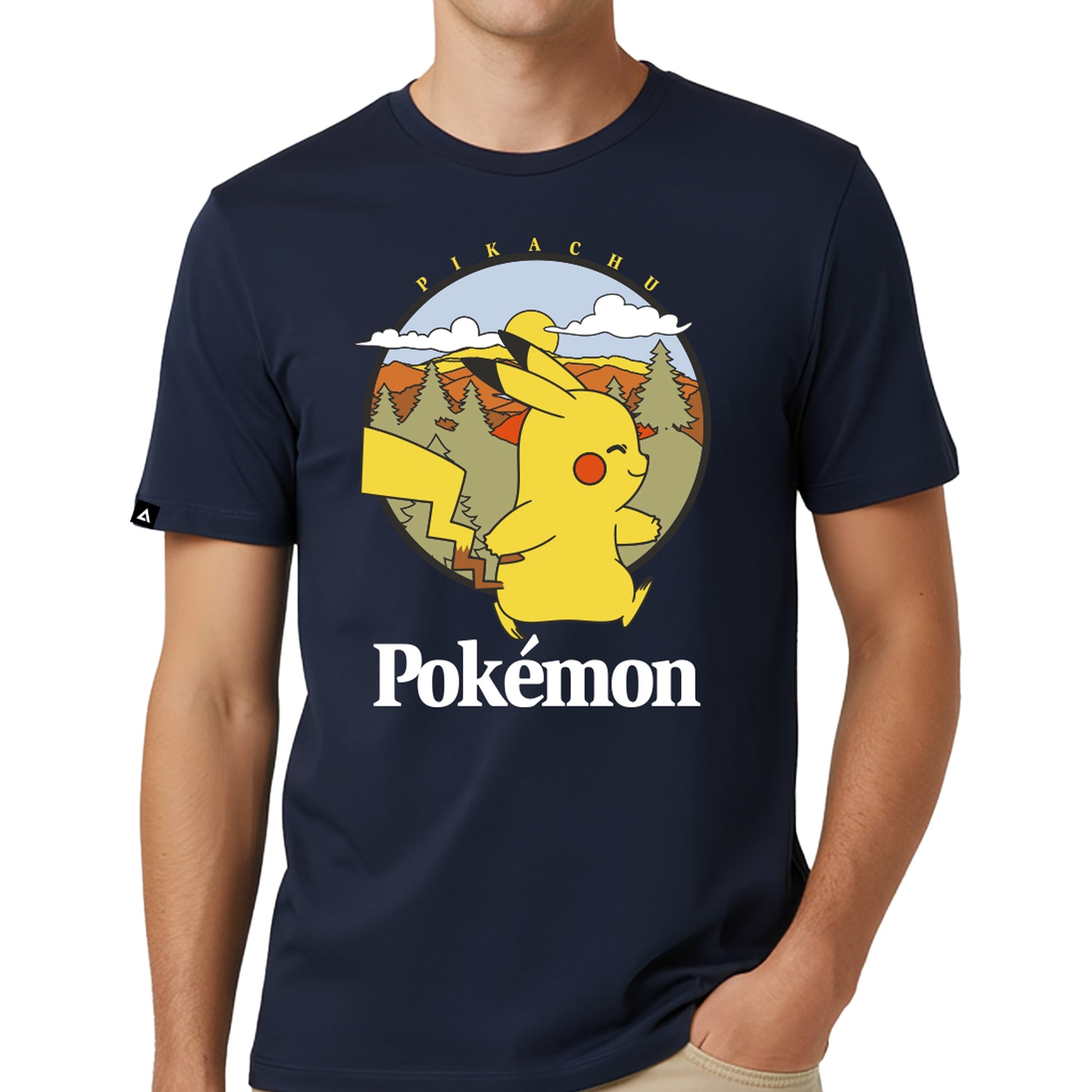 Playera Pokémon Hombre Mujer Azul Marino Pikachu Sunset - Fan Army