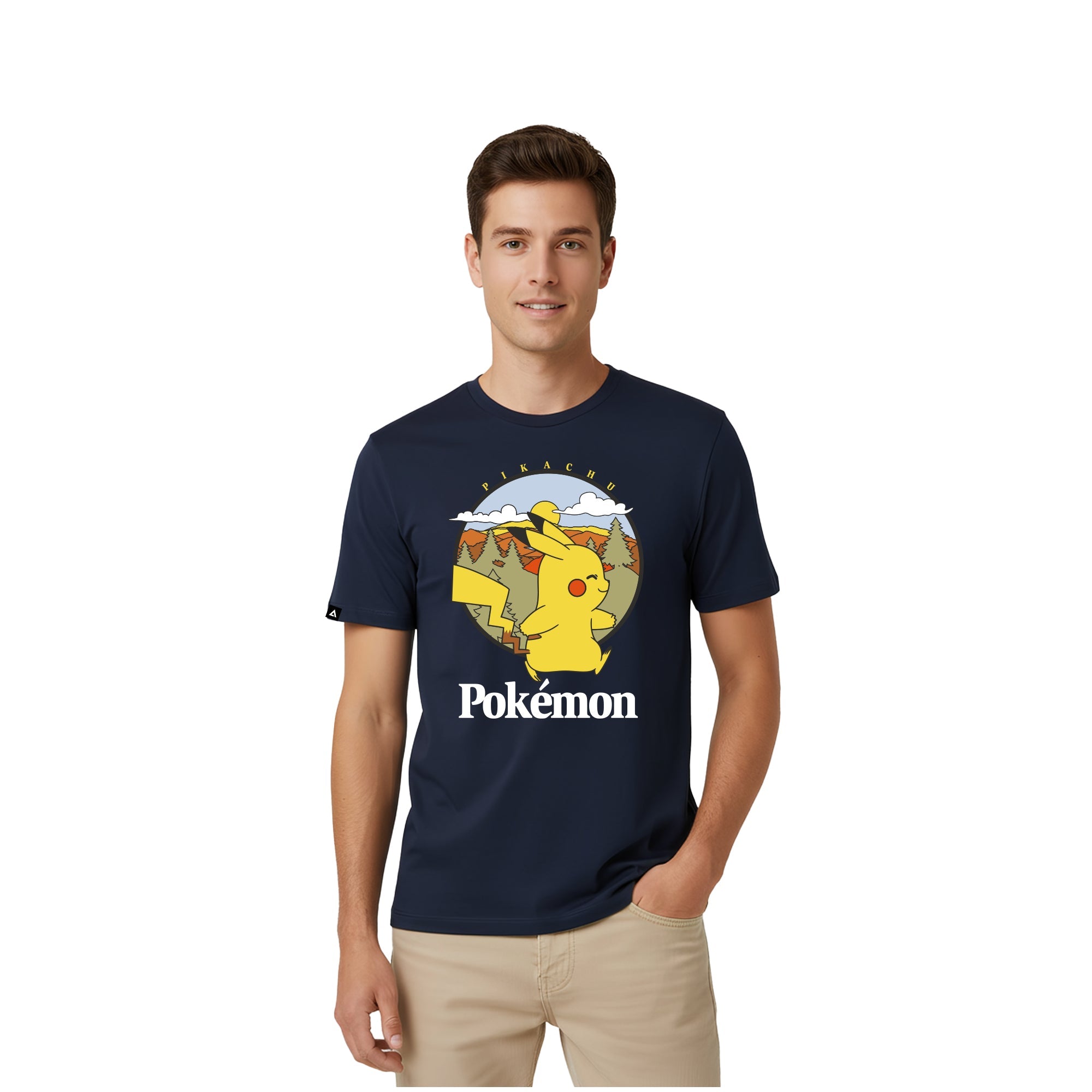 Playera Pokémon Hombre Mujer Azul Marino Pikachu Sunset - Fan Army